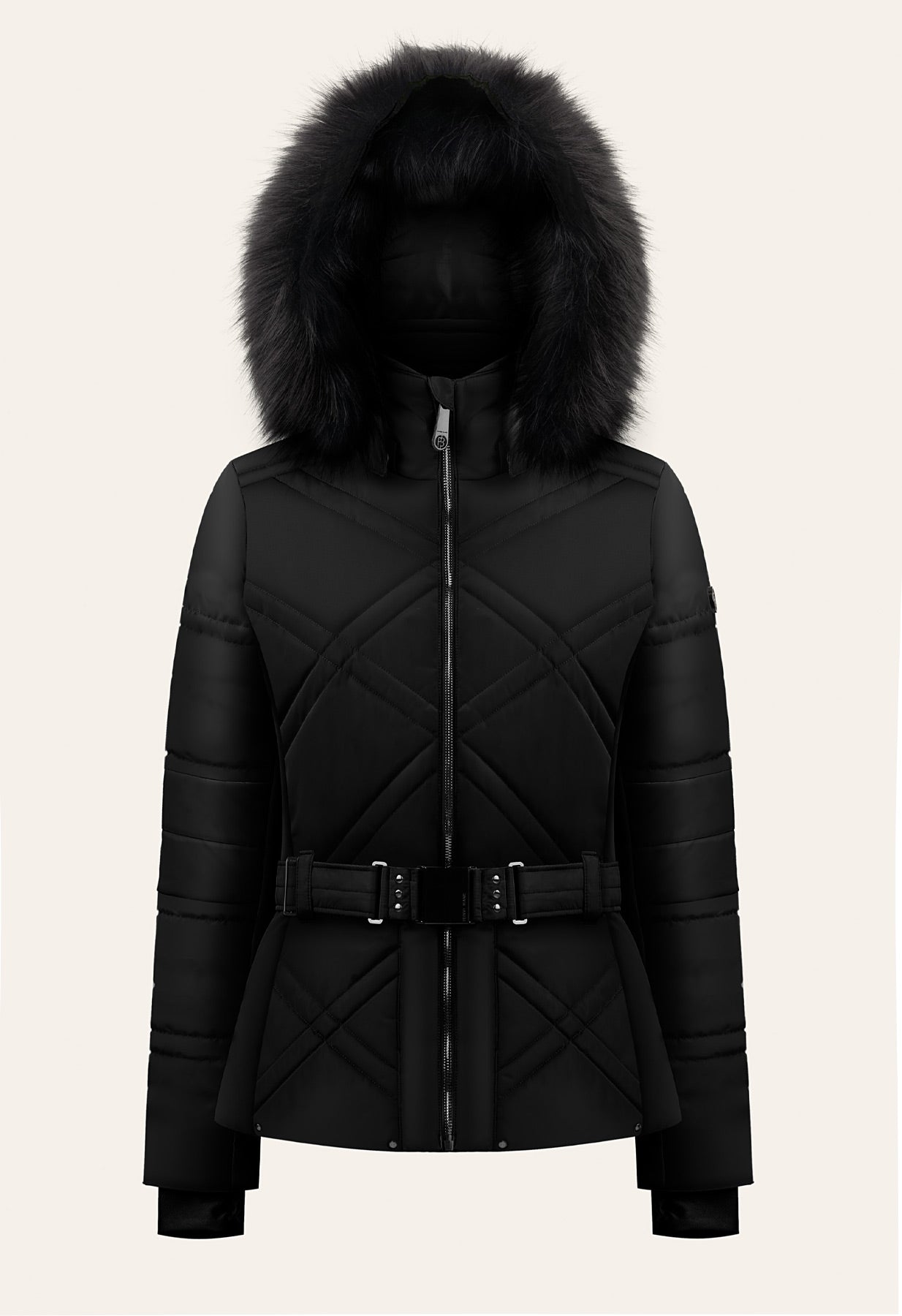 Black ski jacket with fur hood online