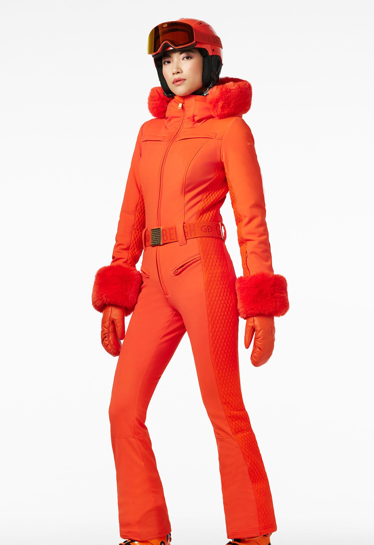 Orange ski outfit online