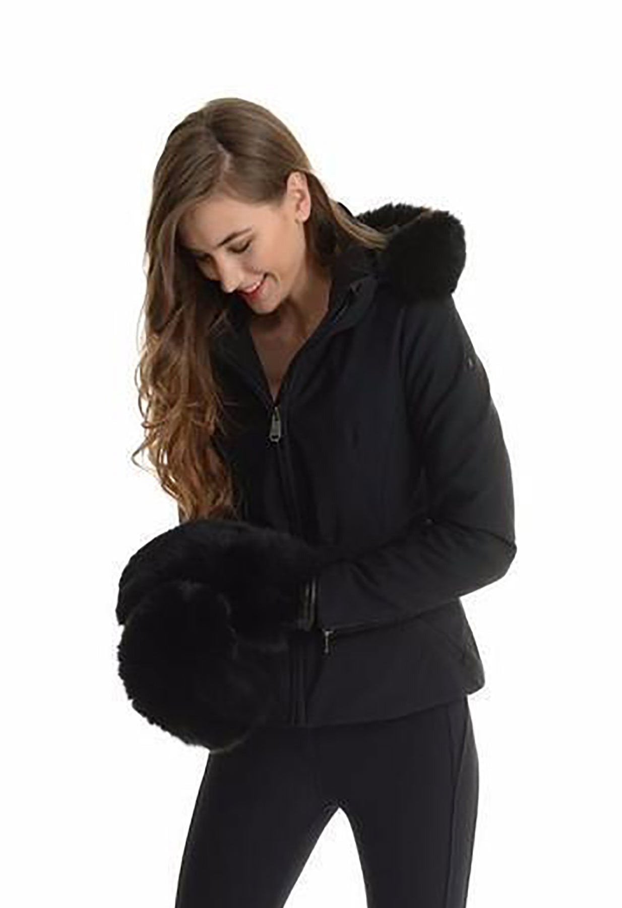 Goldbergh Hida black ski jacket with faux fur trim