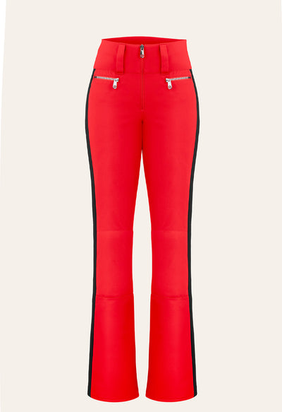 Poivre Blanc W24-0822 Stretch Ski Pant in Red with Black Stripes