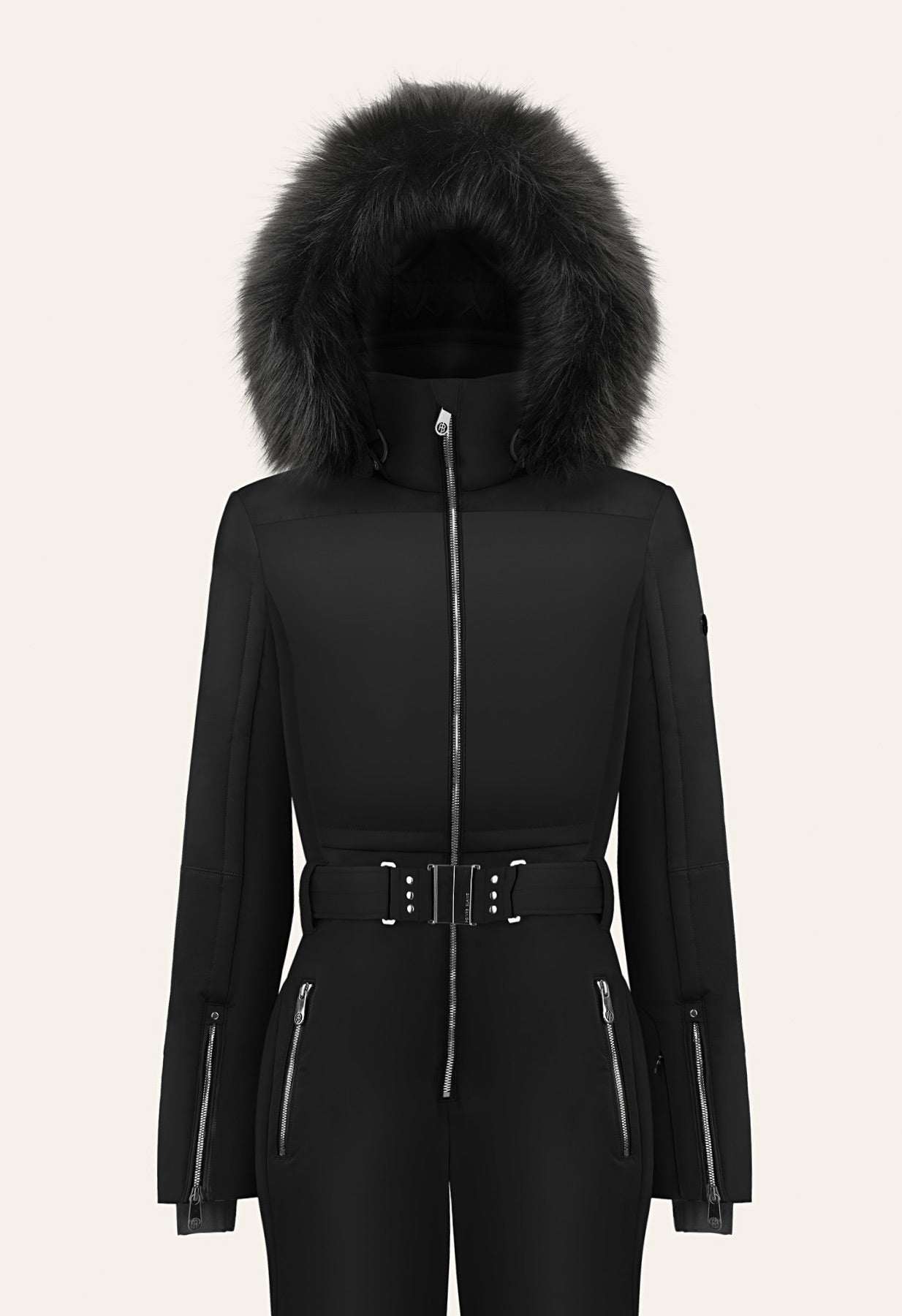 Poivre Blanc Ski Suit in Black with Faux Fur 0831