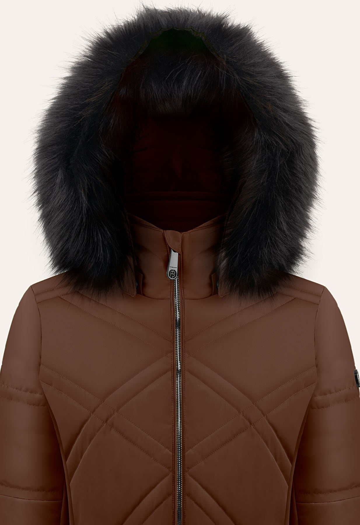 Poivre Blanc 1003 Ski Jacket in Chocolate Brown with Faux Fur trim