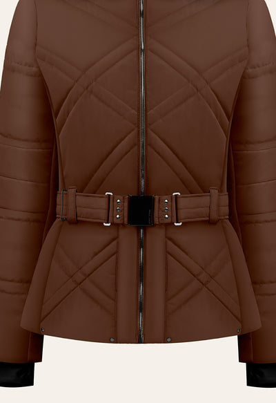 Poivre Blanc W24-1003 Ski Jacket in Chocolate Brown with Faux Fur trim