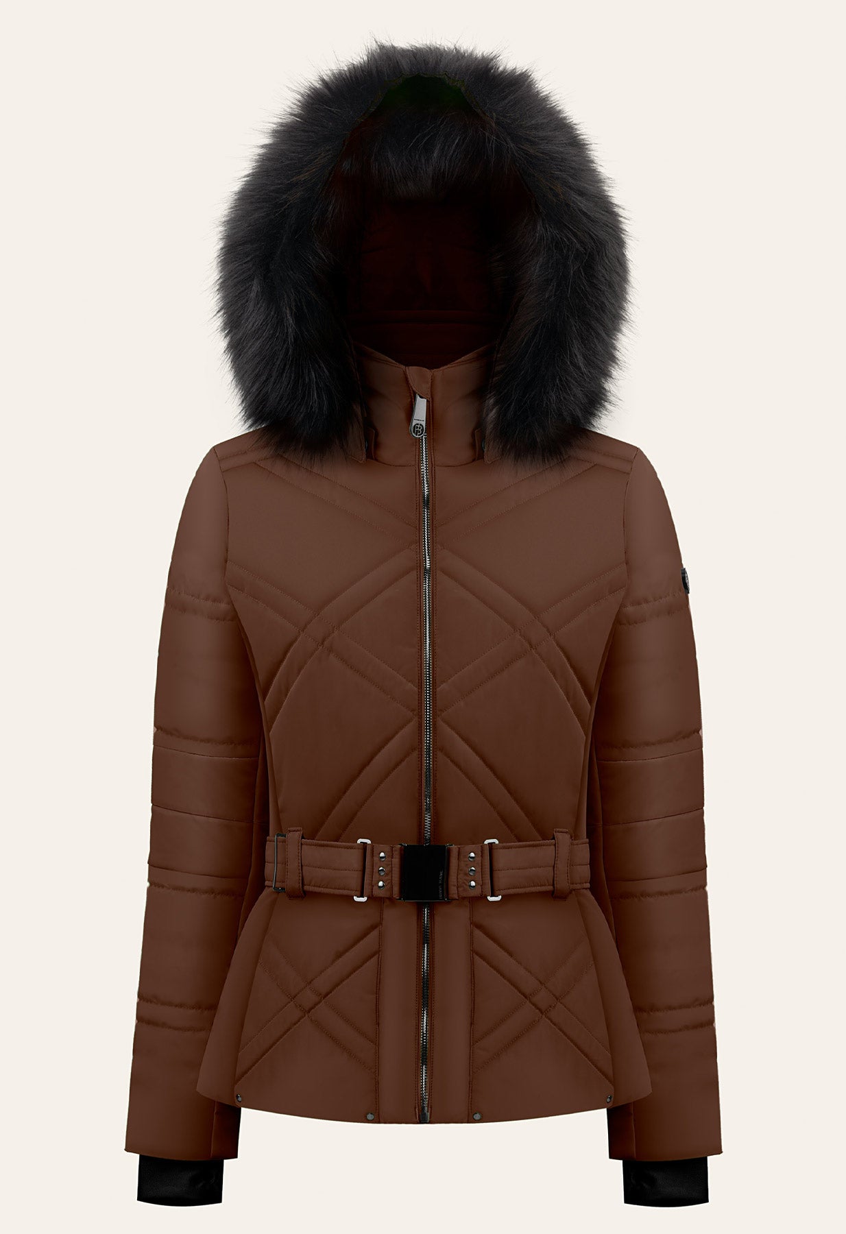 Poivre Blanc 1003 Ski Jacket in Chocolate Brown with Faux Fur trim