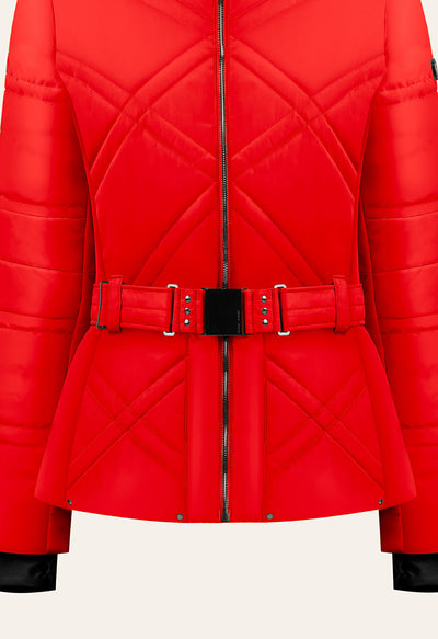 Poivre Blanc W24-1003 Ski Jacket in Red with Faux Fur trim