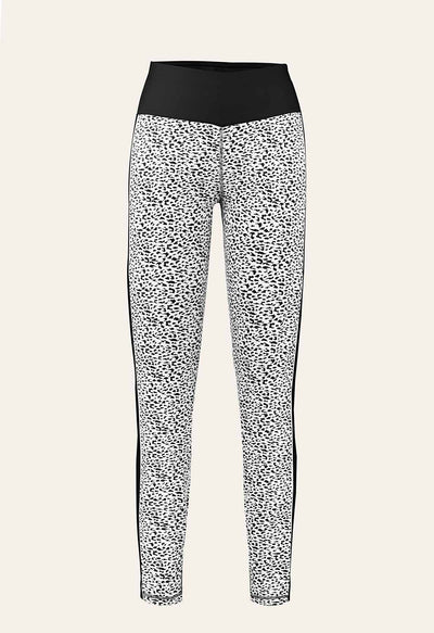 Poivre Blanc Thermal Ski Leggings in Black and White Jaguar Print