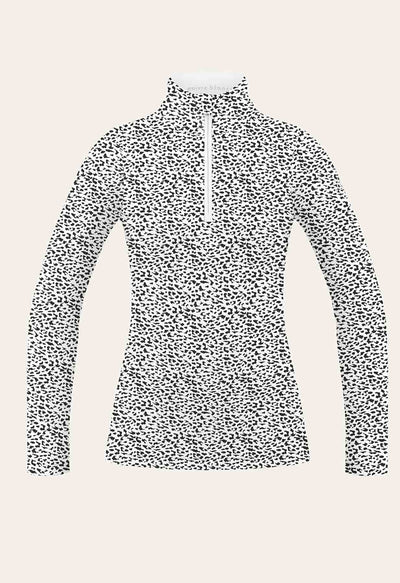 Poivre Blanc Base Layer Top in Black and White Jaguar Print