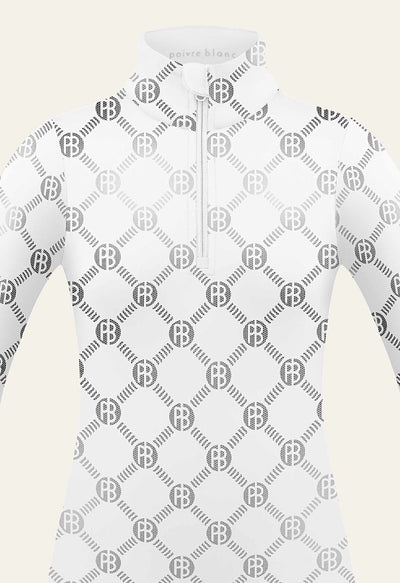 Poivre Blanc Base Layer Top in White Monogram Print