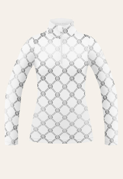 Poivre Blanc Base Layer Top in White Monogram Print