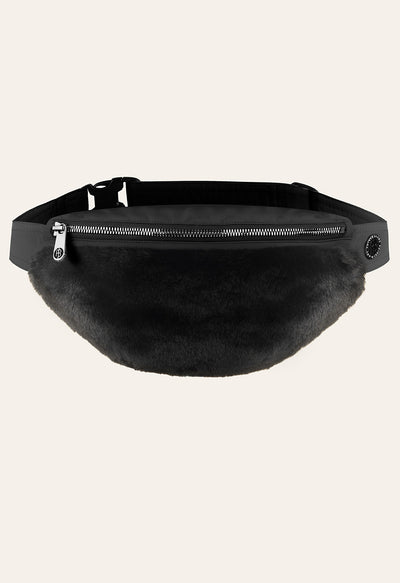 Poivre Blanc Black Faux Fur Waist and Belt Bag