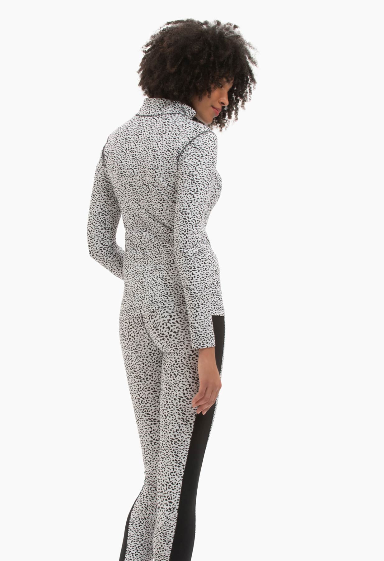 Poivre Blanc Thermal Ski Leggings in Black and White Jaguar Print