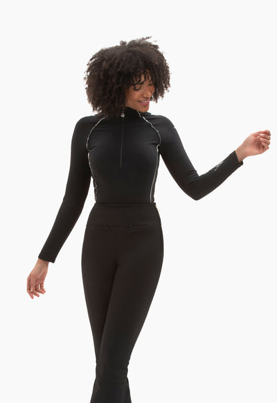 High Society Stella Half Zip Base Layer in Black and Silver