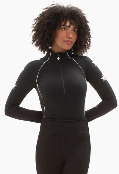 High Society Stella Half Zip Base Layer in Black and Silver