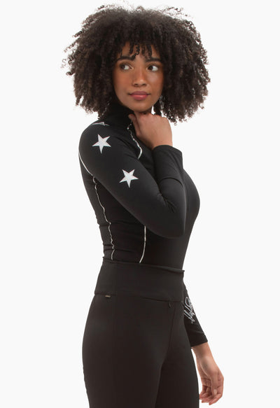 High Society Stella Half Zip Base Layer in Black and Silver