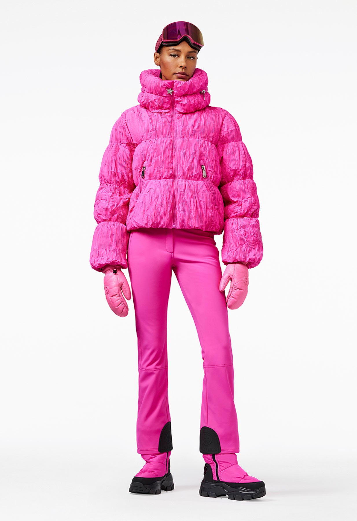 Goldbergh Candyfloss Downfilled Bomber Ski Jacket in Pink