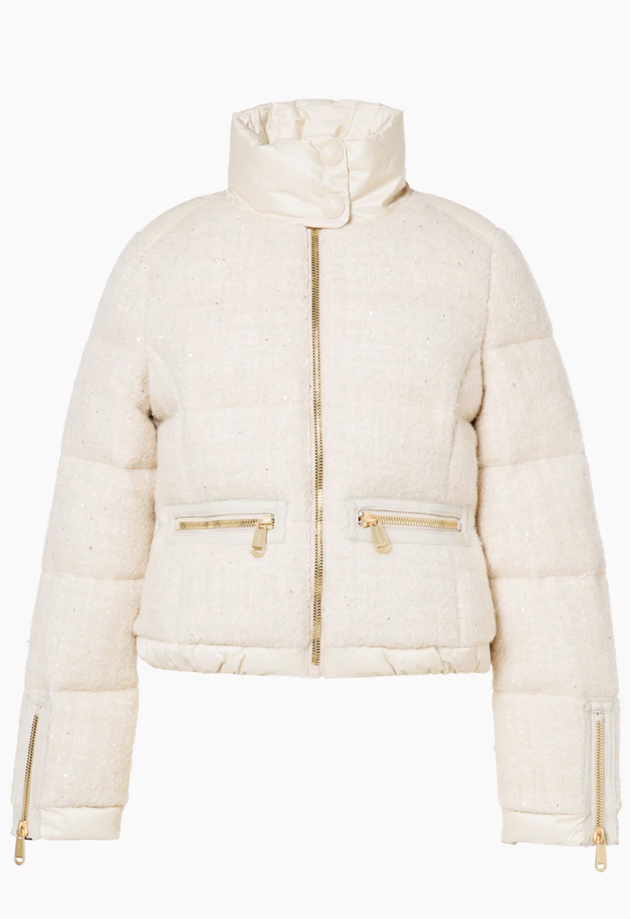 Goldbergh Chamonix Ski Jacket in Cream and Sequins