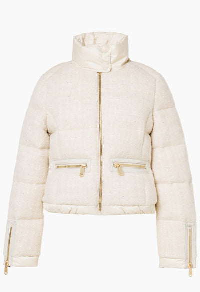 Goldbergh Chamonix Ski Jacket in Cream and Sequins