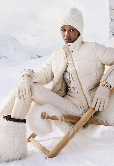 Goldbergh Chamonix Ski Jacket in Cream and Sequins