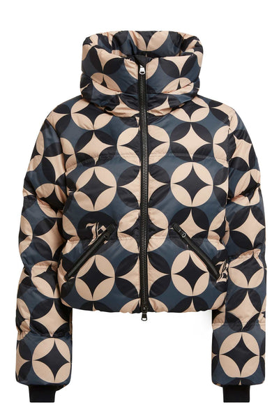 Donna 60's Down Ski Jacket in Black and Beige