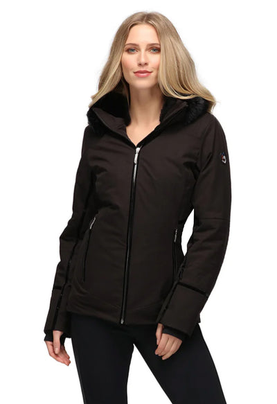 Duvillard Elise Black Ski Jacket with Faux Fur Trim