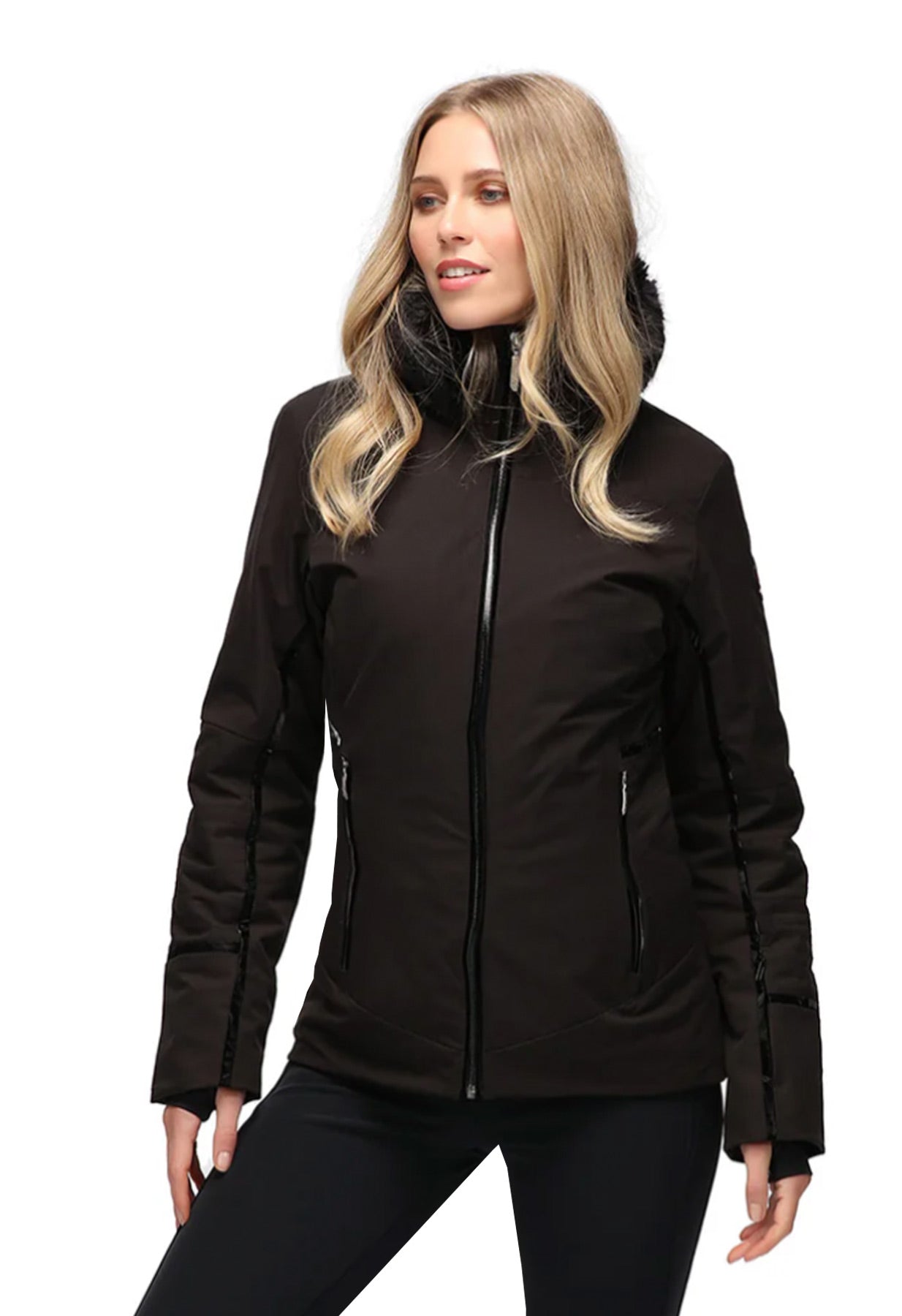 Duvillard Elise Black Ski Jacket with Faux Fur Trim