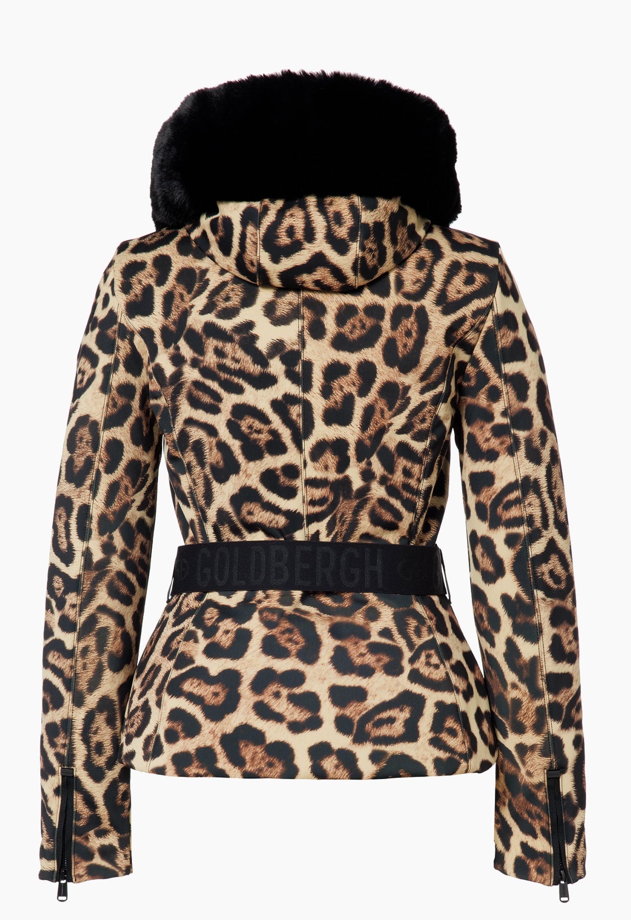 Goldbergh Felis Jaguar Print Ski Jacket with Faux Fur Hood