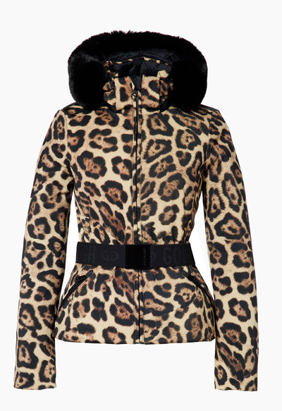 Goldbergh Felis Jaguar Print Ski Jacket with Faux Fur Hood