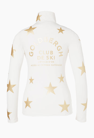 Goldbergh Galactique Ski Base Layer in Cream with Gold Stars