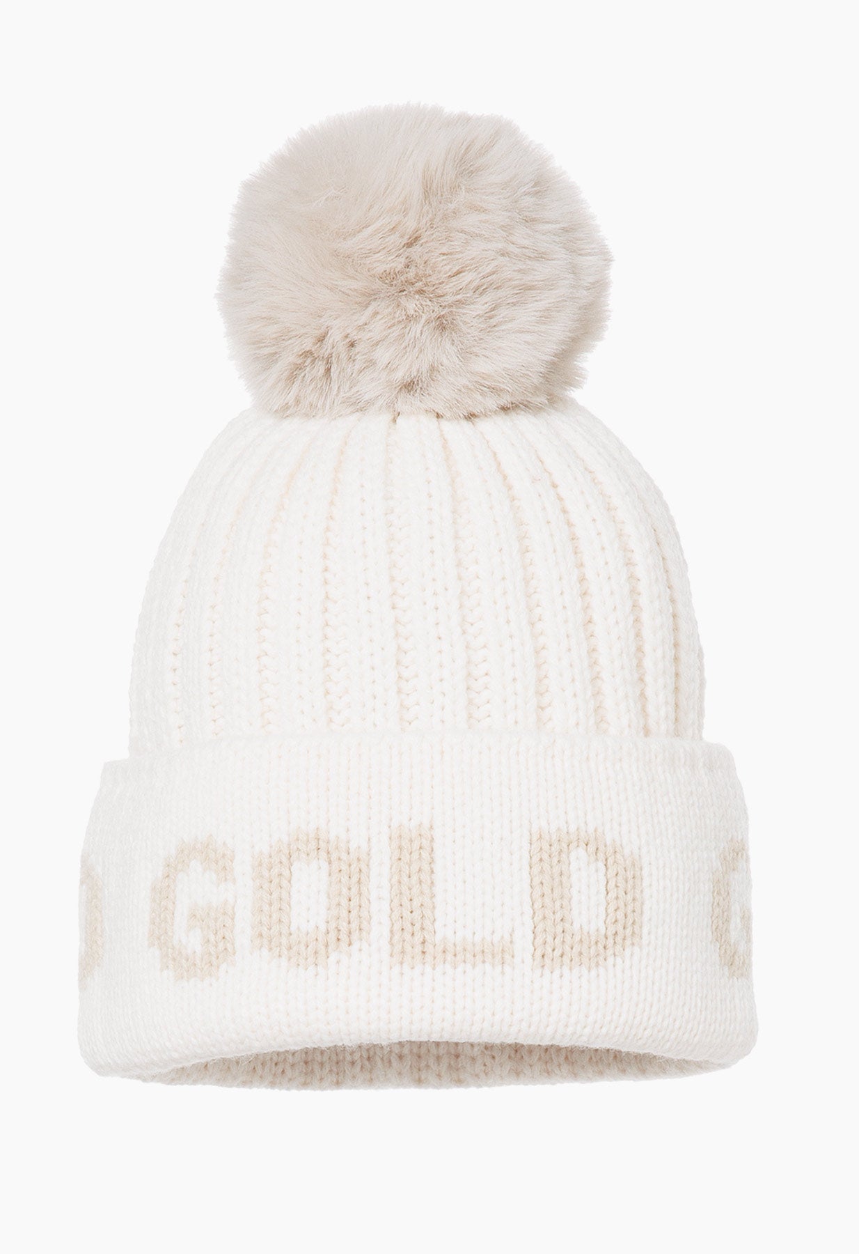 Goldbergh Hodd Off White Faux Fur Pom Pom Hat