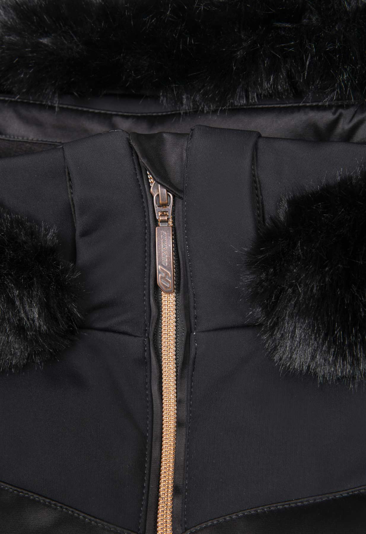 Duvillard Clarisse Black Ski Jacket with Faux Fur Hood