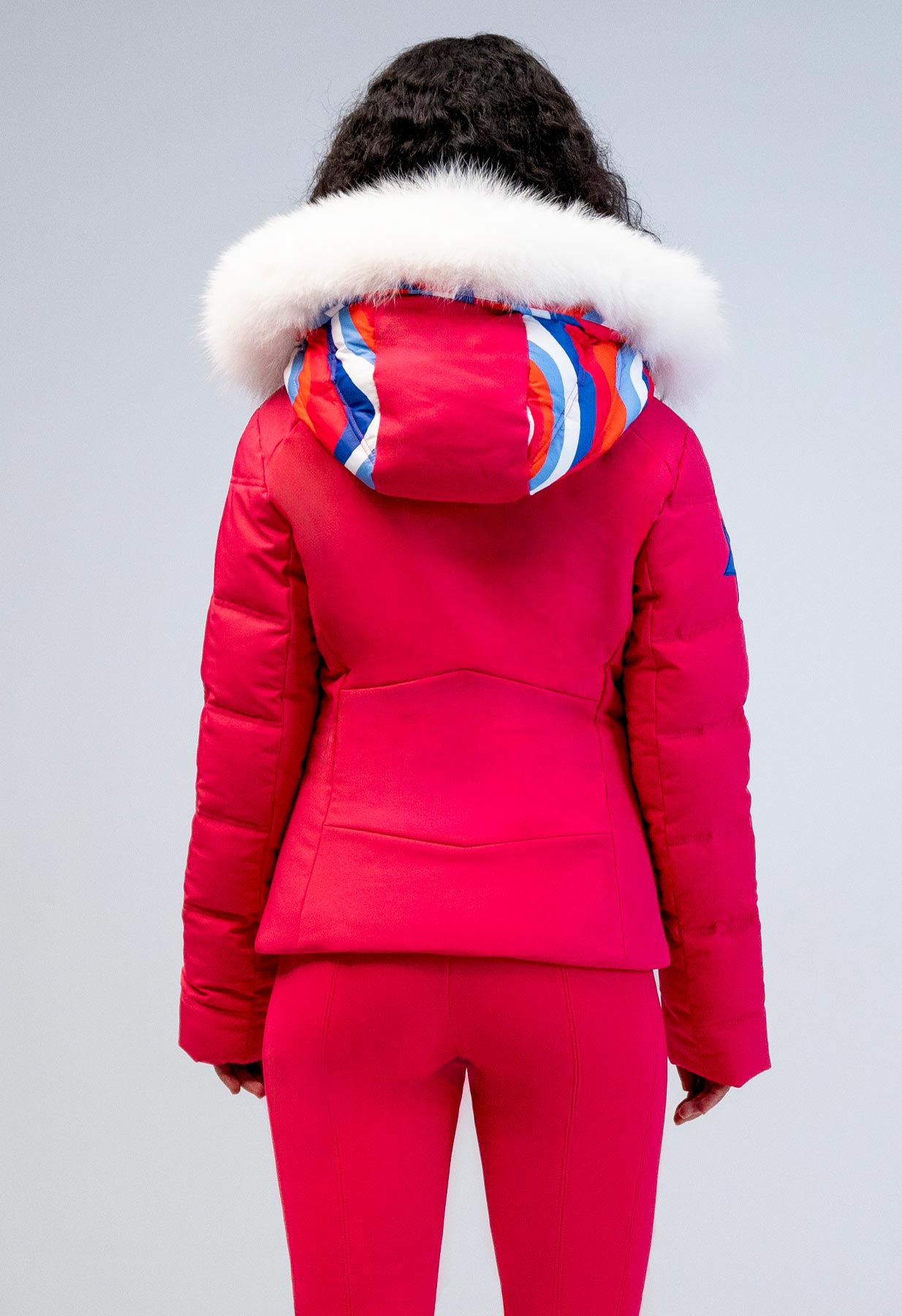 High Society Alyssa Pink Down Ski Jacket with Fur Hood