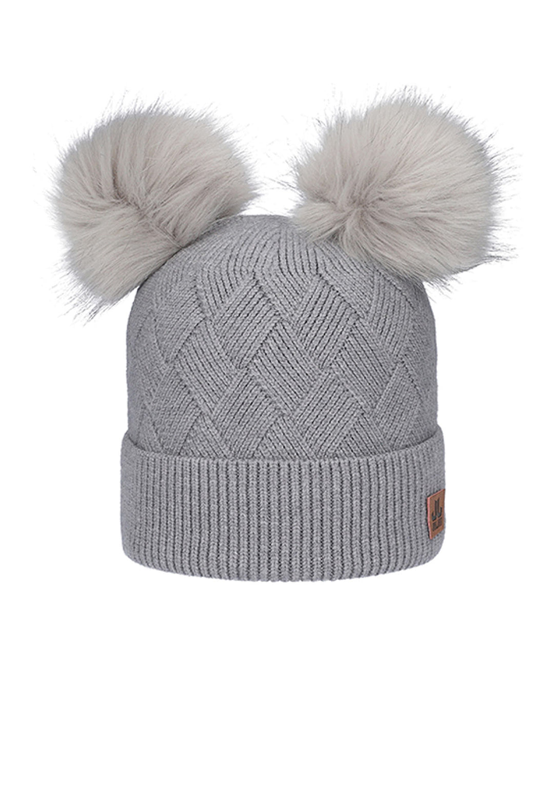 JJ Double Pom Pom Faux Fur Hat in Grey Winternational