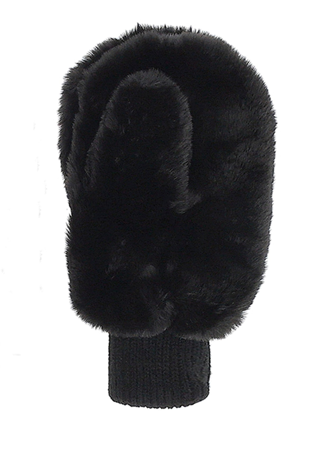 JJ Triumph Luxury Black Faux Fur Mittens