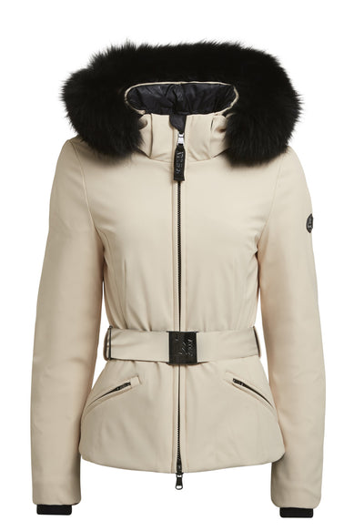 Kelly by Sissy Bailey Beige Ski Jacket with Fur Trimmed Hood