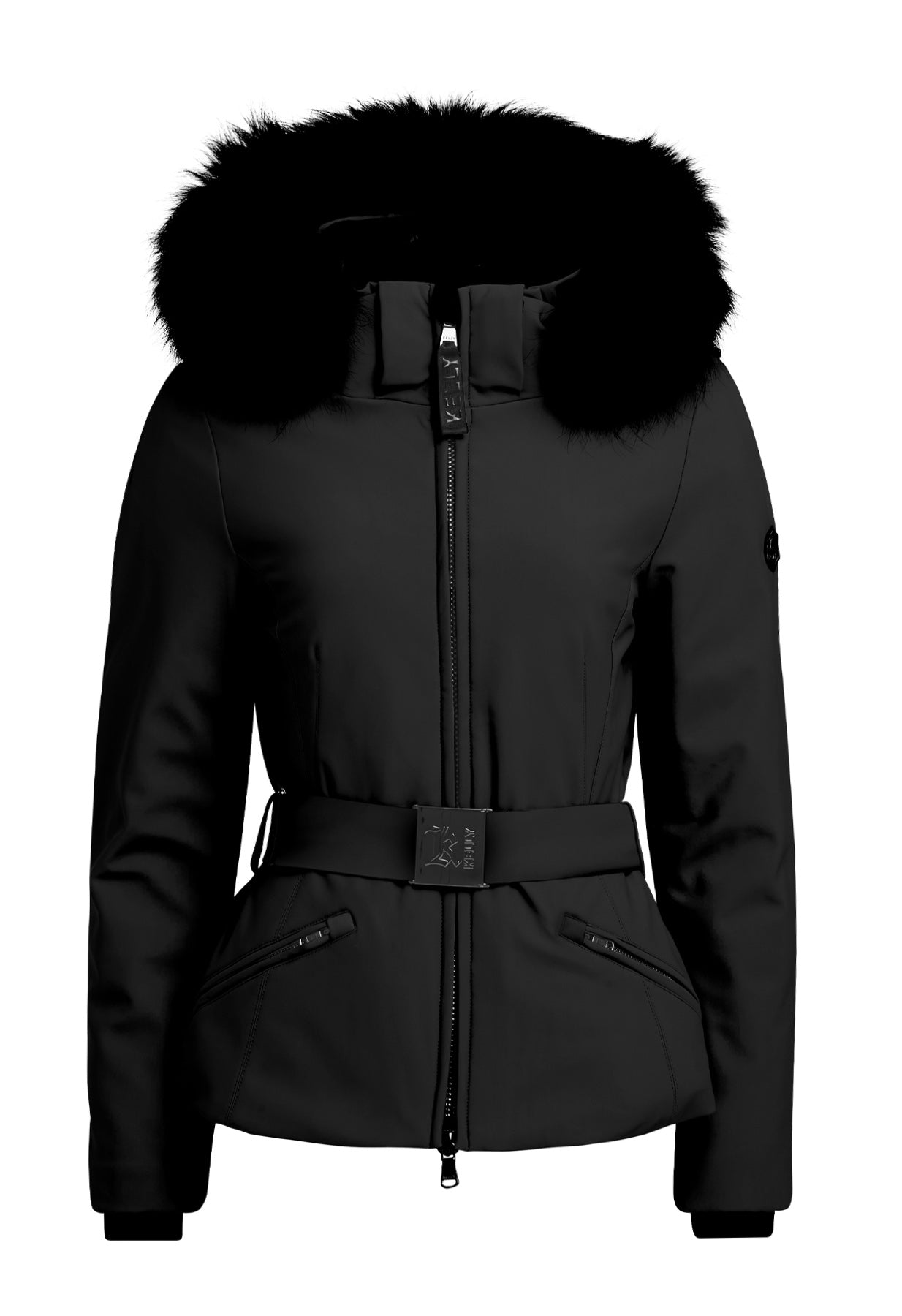 Kelly by Sissy Bailey Black Ski Jacket with Fur Trim Hood