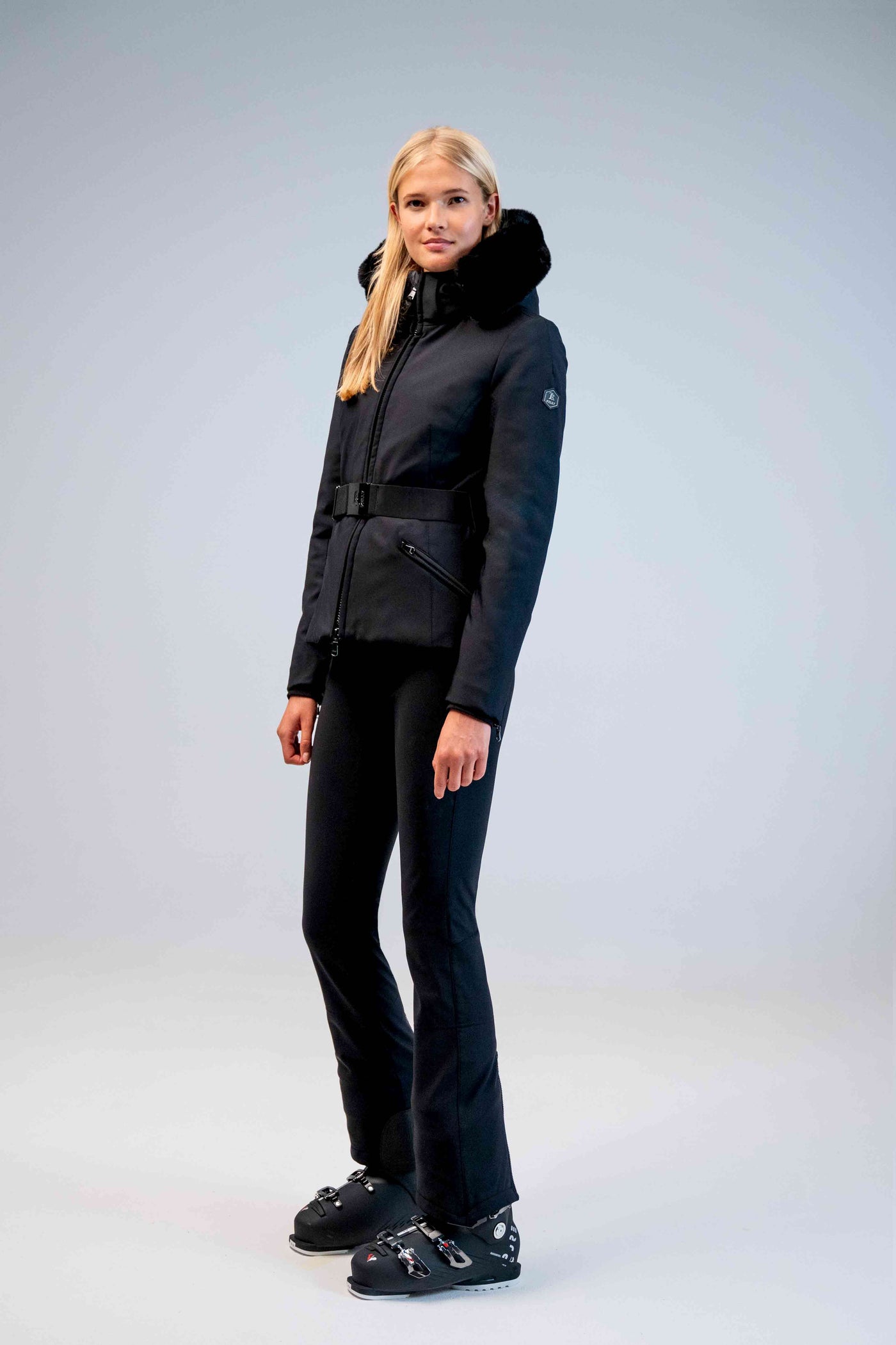 Kelly by Sissy Bailey Black Ski Jacket with Fur Trim Hood