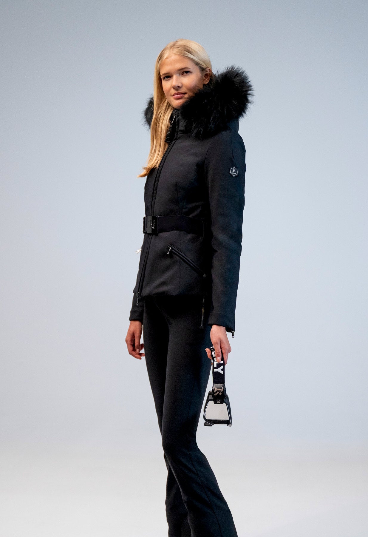 Kelly by Sissy Bailey Black Ski Jacket with Fur Trim Hood