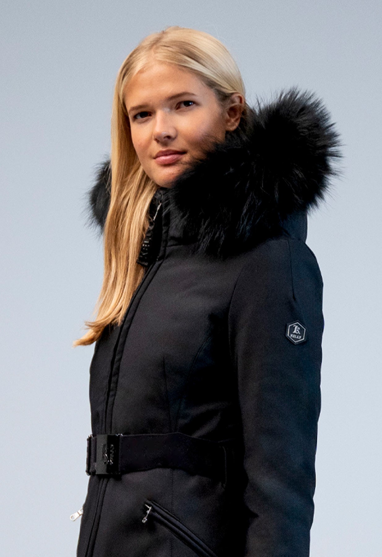 Kelly by Sissy Bailey Black Ski Jacket with Fur Trim Hood