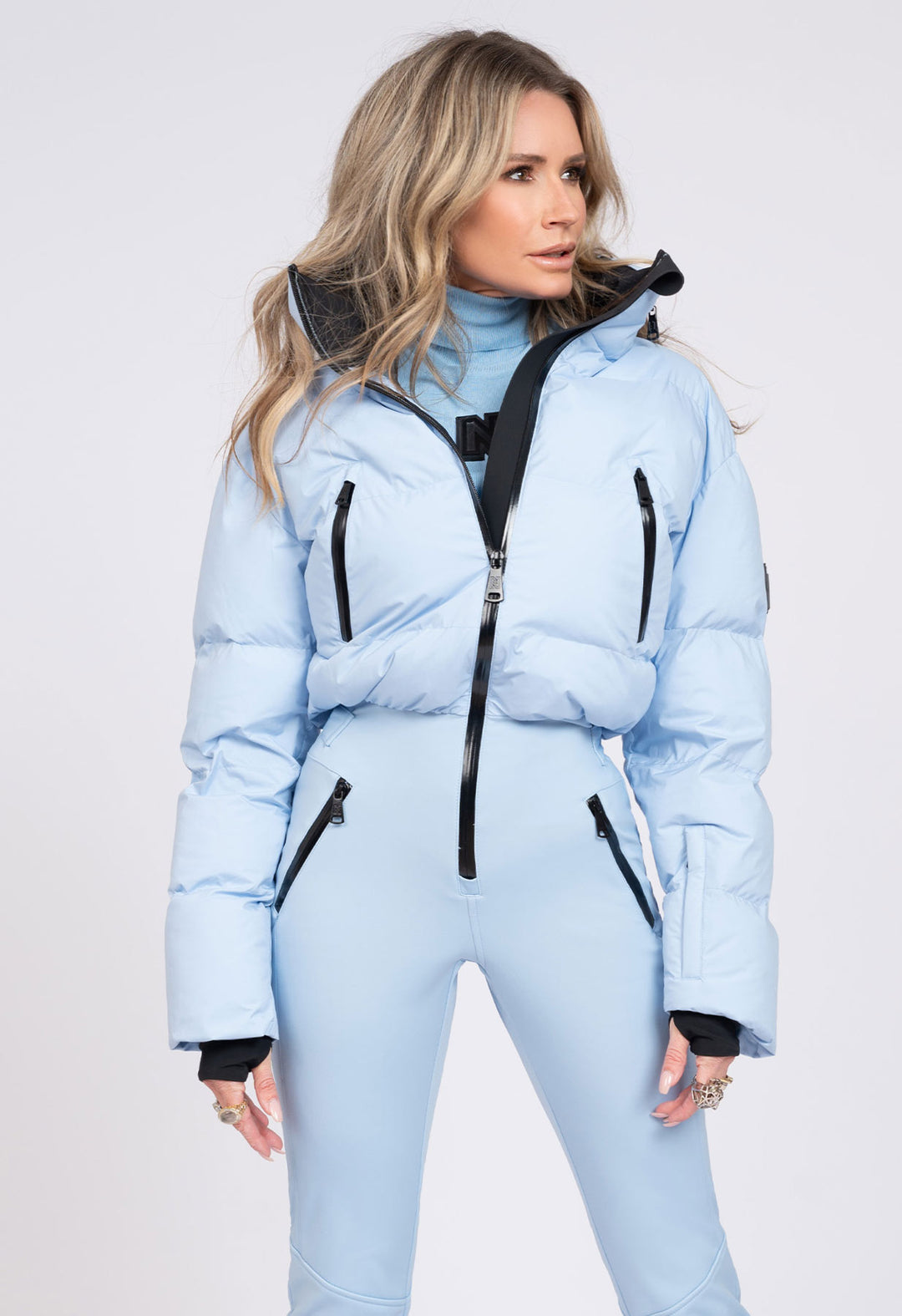 Powder blue suit womens best sale