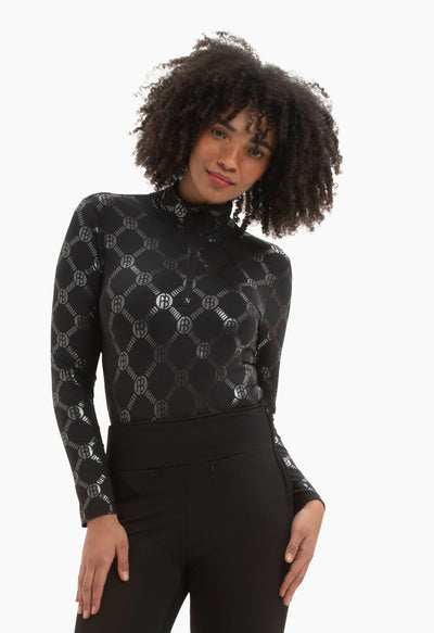 Poivre Blanc Base Layer Top in Black Monogram Print