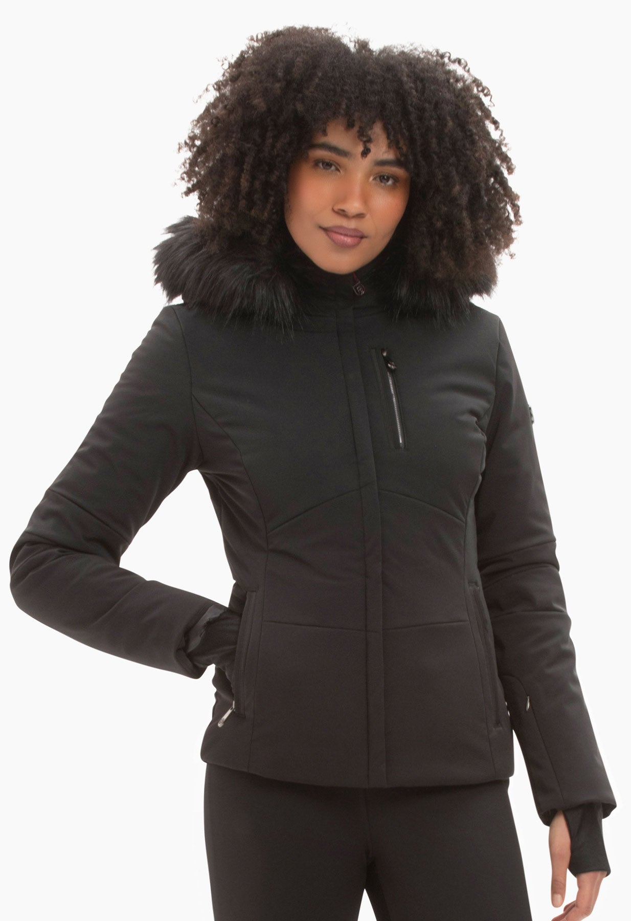 Poivre Blanc 0802 Stretch Ski Jacket in Black