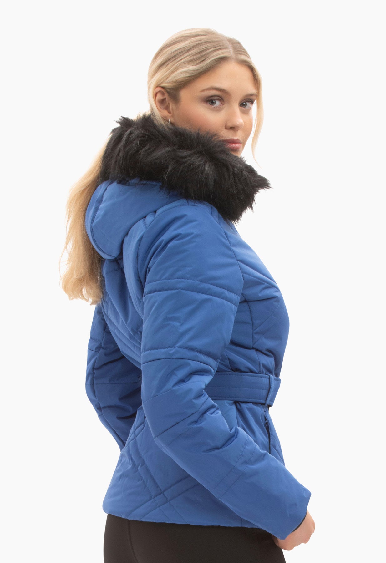 Poivre Blanc 1003 Ski Jacket in Blue with Faux Fur trim