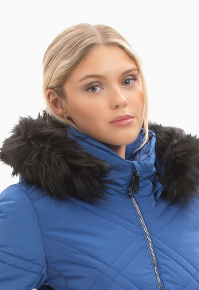 Poivre Blanc 1003 Ski Jacket in Blue with Faux Fur trim