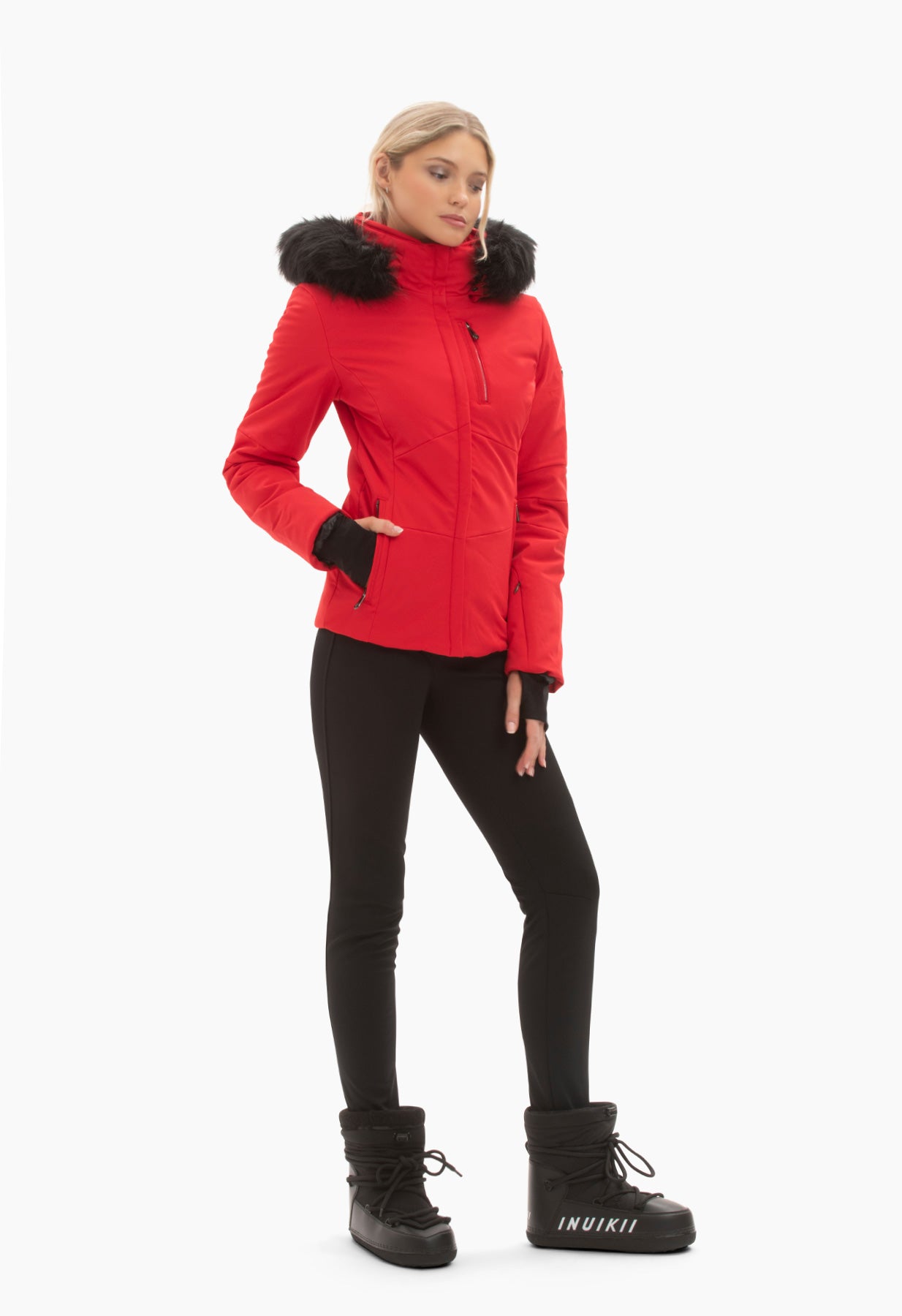 Poivre Blanc 0802 Stretch Ski Jacket in Red