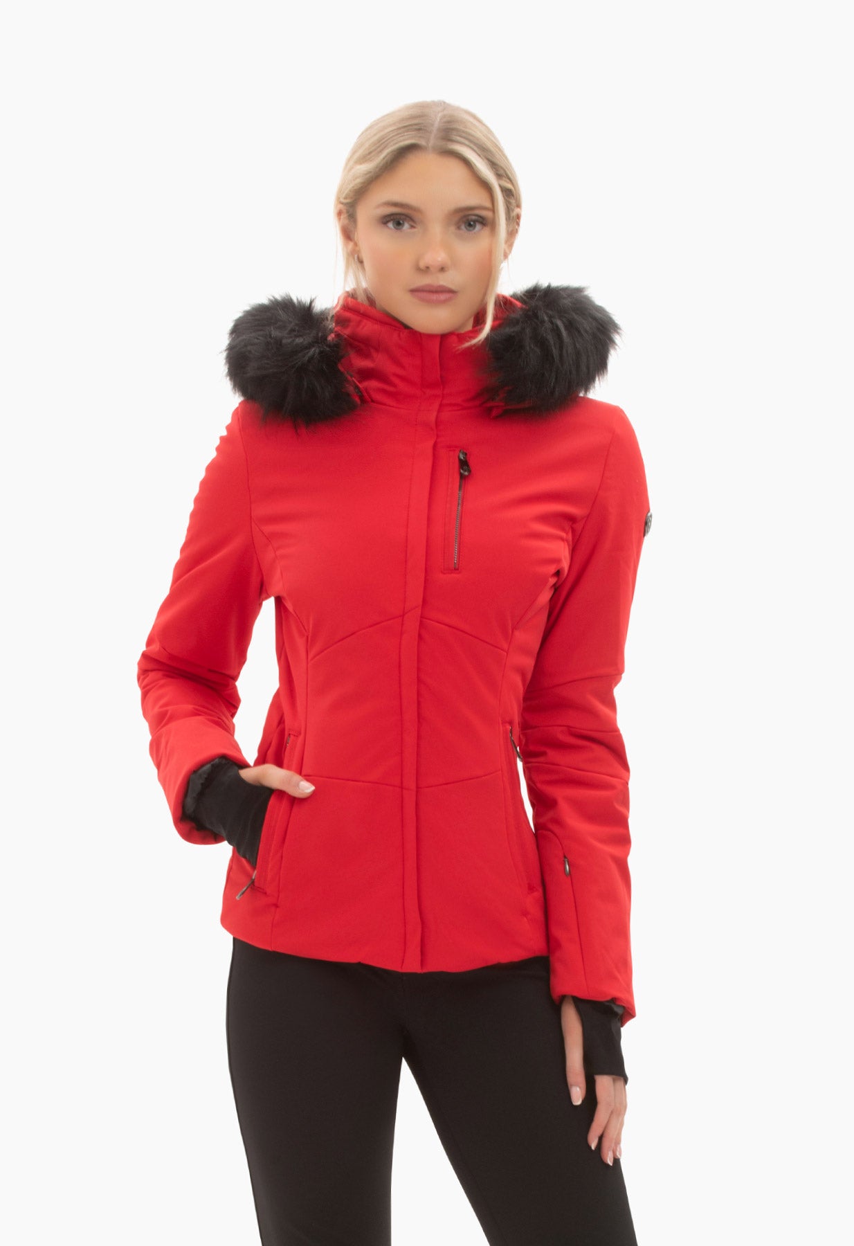 Poivre Blanc 0802 Stretch Ski Jacket in Red