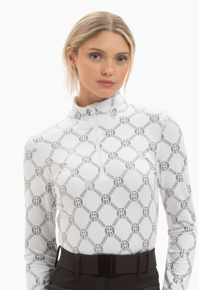 Poivre Blanc Base Layer Top in White Monogram Print