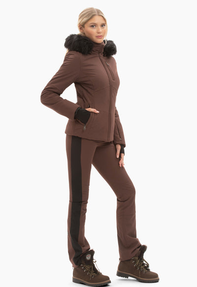 Poivre Blanc 0802 Stretch Ski Jacket in Chocolate Brown