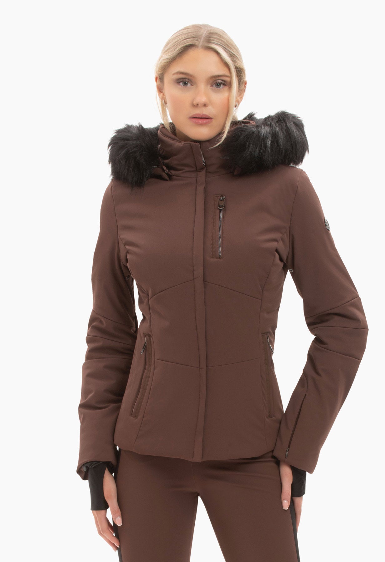 Poivre Blanc 0802 Stretch Ski Jacket in Chocolate Brown