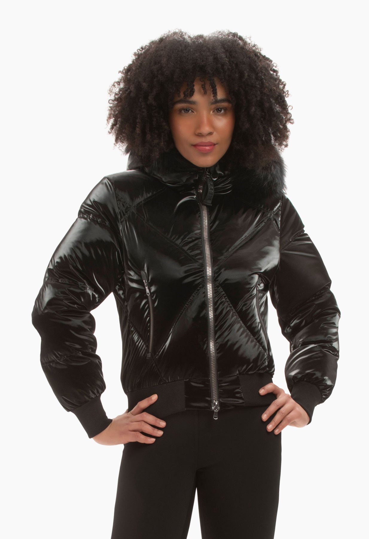 Kelly by Sissy Sydney Down Ski Jacket in Black with Fur