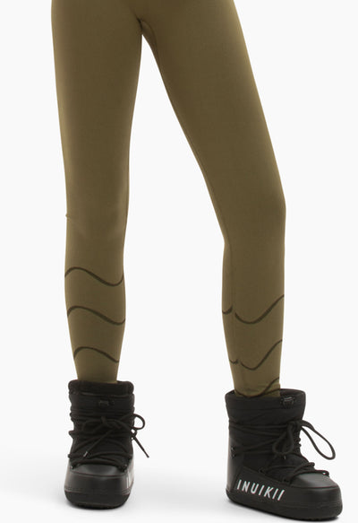 Sloobie Vail Thermal Base Layer Leggings in Khaki